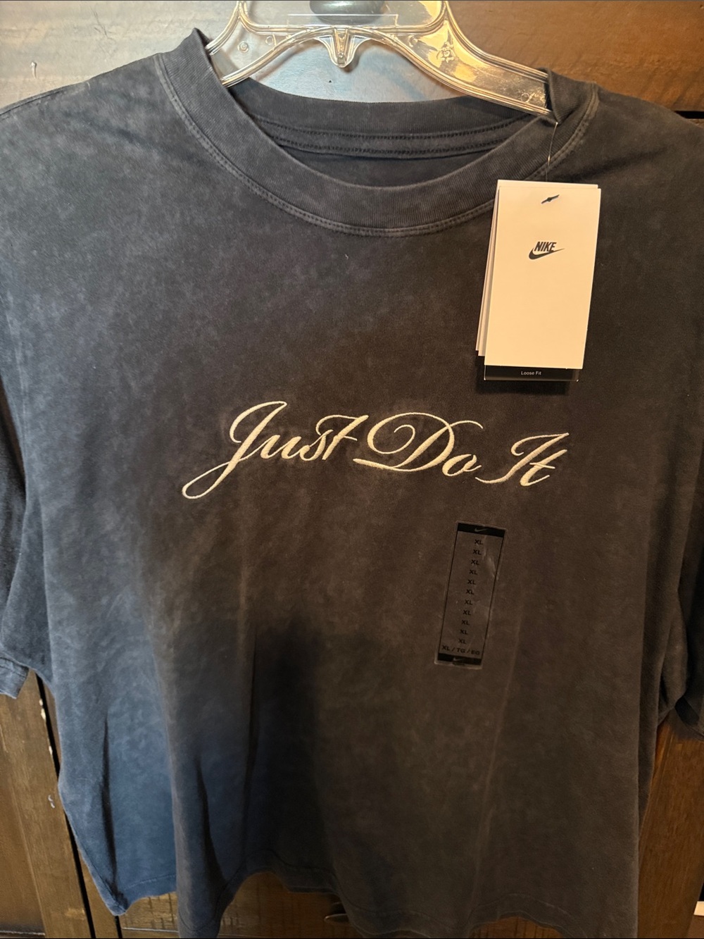 Nike Washed Black Short-Sleeve 'Just Do It' Script Tee